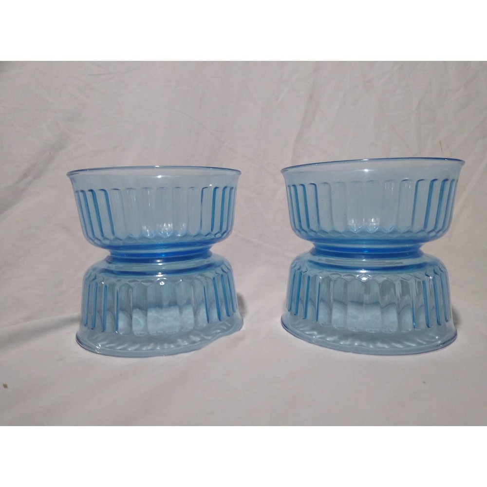 Set of 4 Ice blue forte crisa ribbed soup or salad bowls